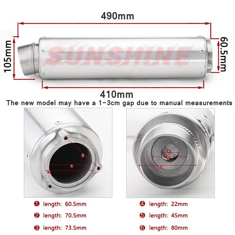 Motorcycle Exhaust Universal Pitbike Muffler Motorcross Modified Stainless Steel WRS Pipe For CB400 CB500F CB500X CBR300