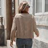 YYFS Damenmode, lässig, einfarbig, Herbst-Winter, langärmelig, POLO-Ausschnitt, Jacken und Mäntel