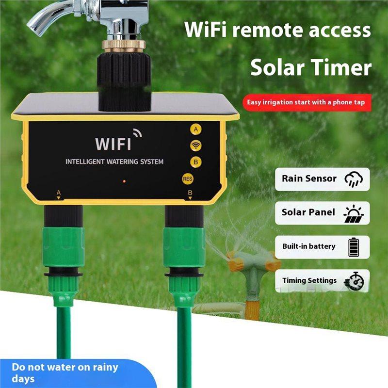 A74E-Solar Powered Wifi Smart Plastic Watering Timer Automatic Irrigation Sprinkler System For Garden Lawn Greenhouse 1 Water Un