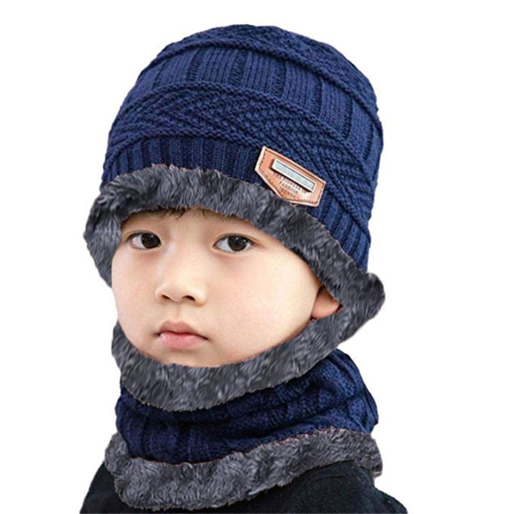 Winter Warm Fleece-Lined Thick Hat, Scarf, Neck Warmer Set ( Color 2-Piece Set)