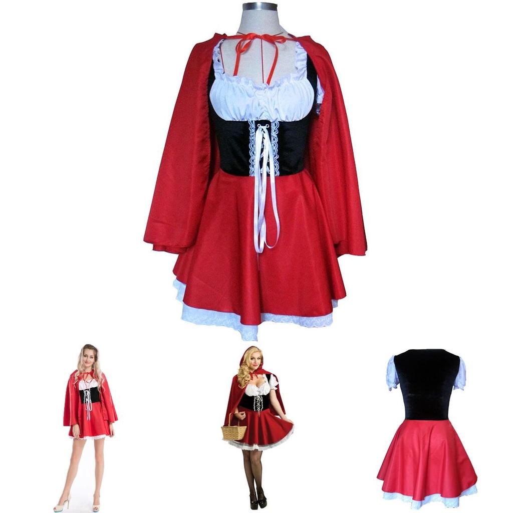 Enchanting Womens Little Red Riding Hood Costume Featuring Puff Sleeves And A-line Design