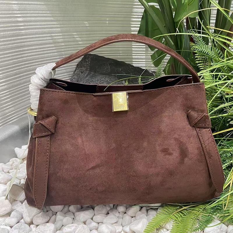 Beliebte schräge Umhängetasche mit einer Schulter, schlicht und vielseitig, Wildleder-Handtasche mit großem Fassungsvermögen
