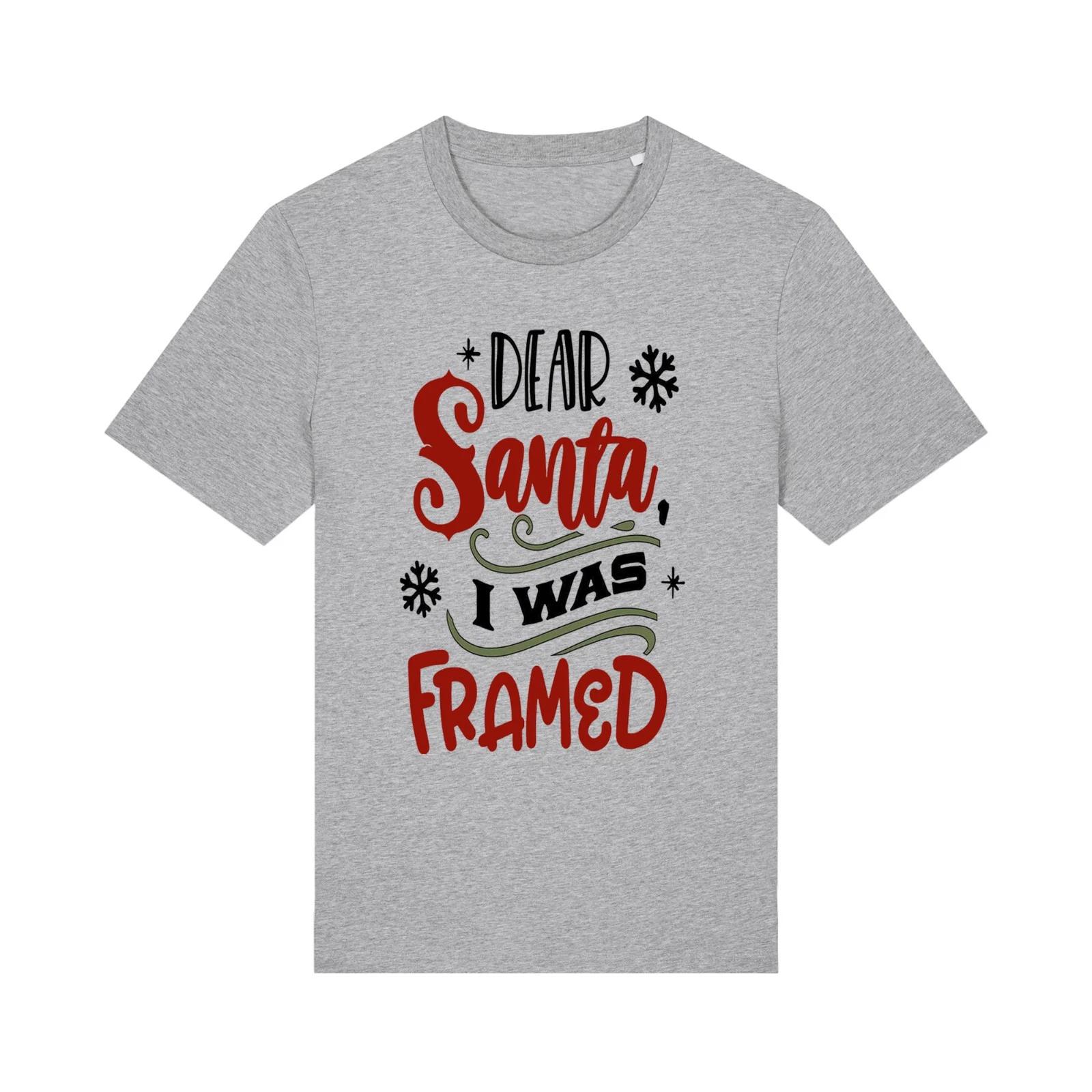 Dear Santa I Was Framed - Unisex T-Shirt Secret Santa Xmas Christmas Gift Humor S