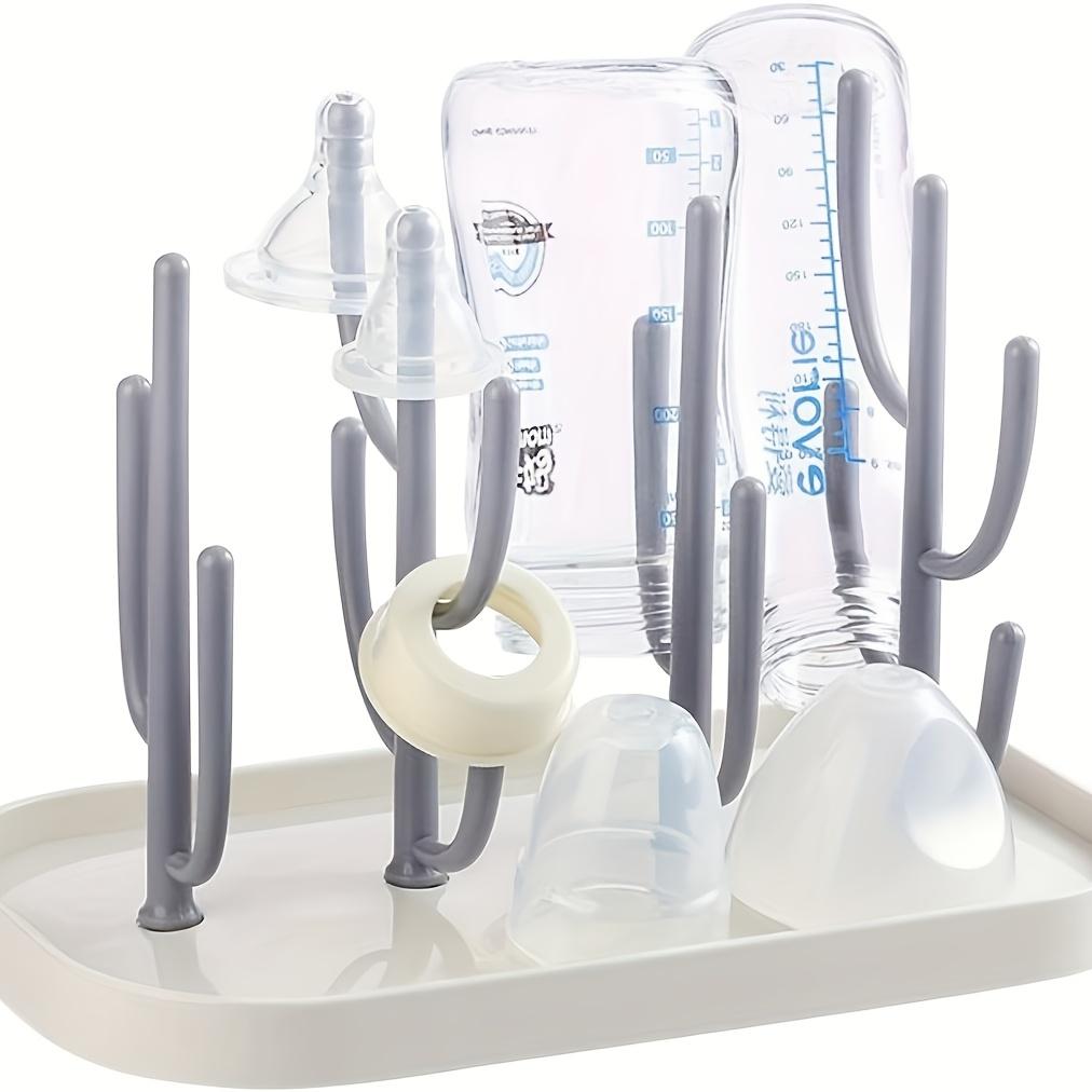 Multi Functional Feeding Bottle and Cup Drying Rack Fits All Bottle Sizes,with Pacifier and Bottle Brush Holder,Ideal for Kitchen,Nursery Drain Rack