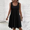 Ärmelloses Sommerkleid in Übergröße für Damen mit Falten und Taschen