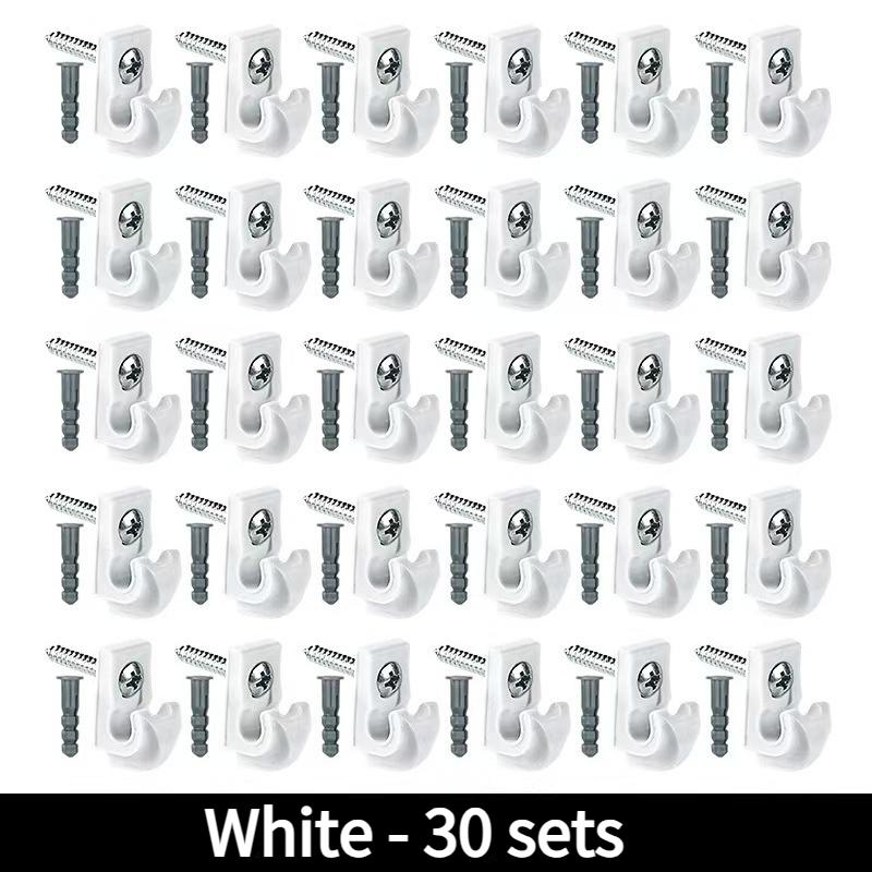 

30SETS of metal hanging rack brackets and loops - Wall-mounted shelf clamps - Metal shelf back wall clamps, including clamps and screws білий