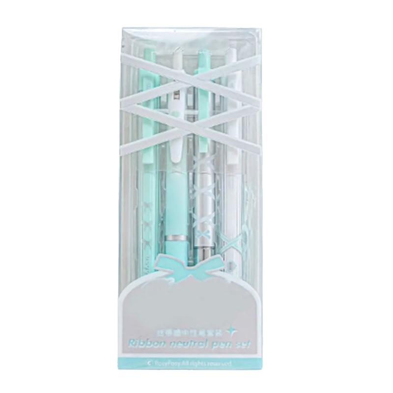 4 Pcs 0.5mm Gel Ink Pen Ballet Strap Bows Neutral Pen Retractable Black Ink Gel Pen Lovely Pressing Pen for Journaling