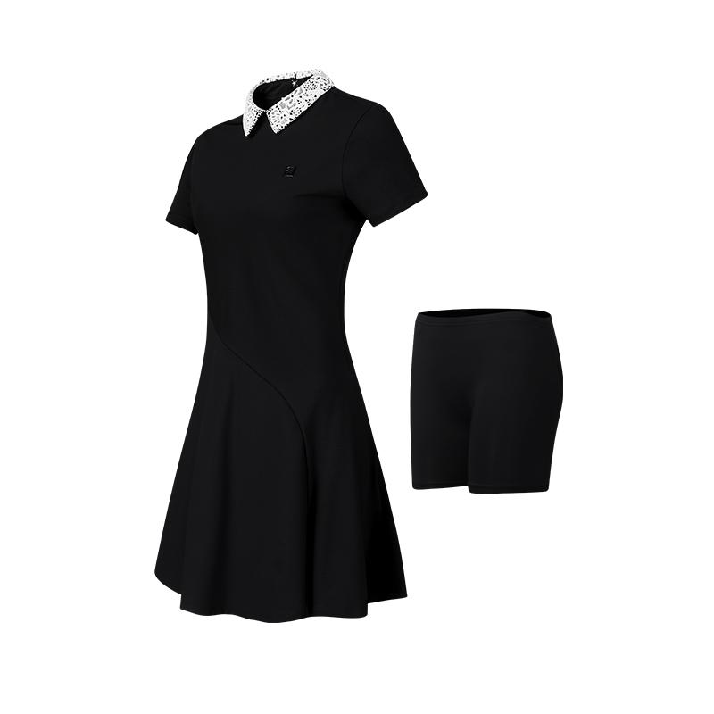New FILA Golf Series Short Sleeved Dress Women's Includes Shorts Pitch Black A11W425304FBK