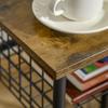 Industrial Design Kitchen Cart 1 Shelf 1 Storage Basket 4 Wheels 40 cm x 30 cm x 62 cm Steel Black + Brown