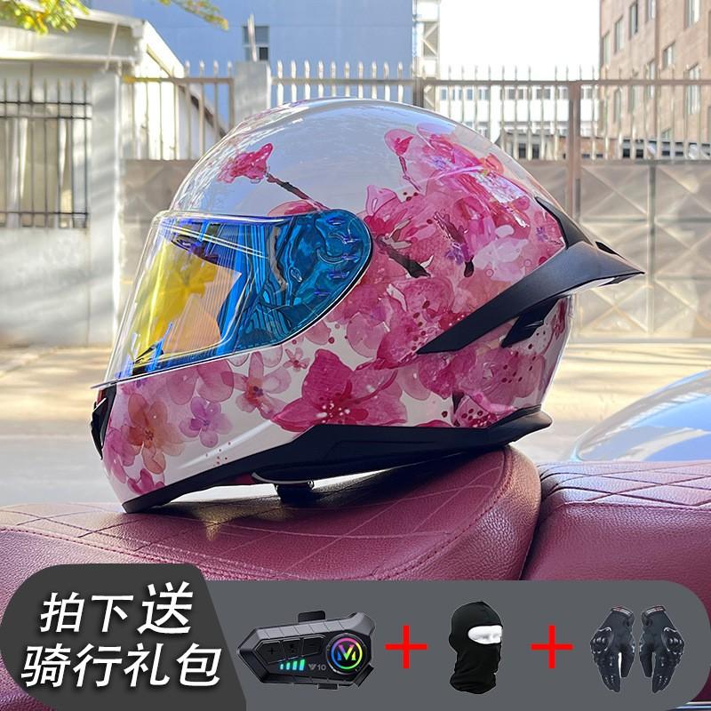 ECE/GB Certified Full Face Motorcycle Helmet With Bluetooth Intercom Men Women Use Large Rear Wing Stylish Design