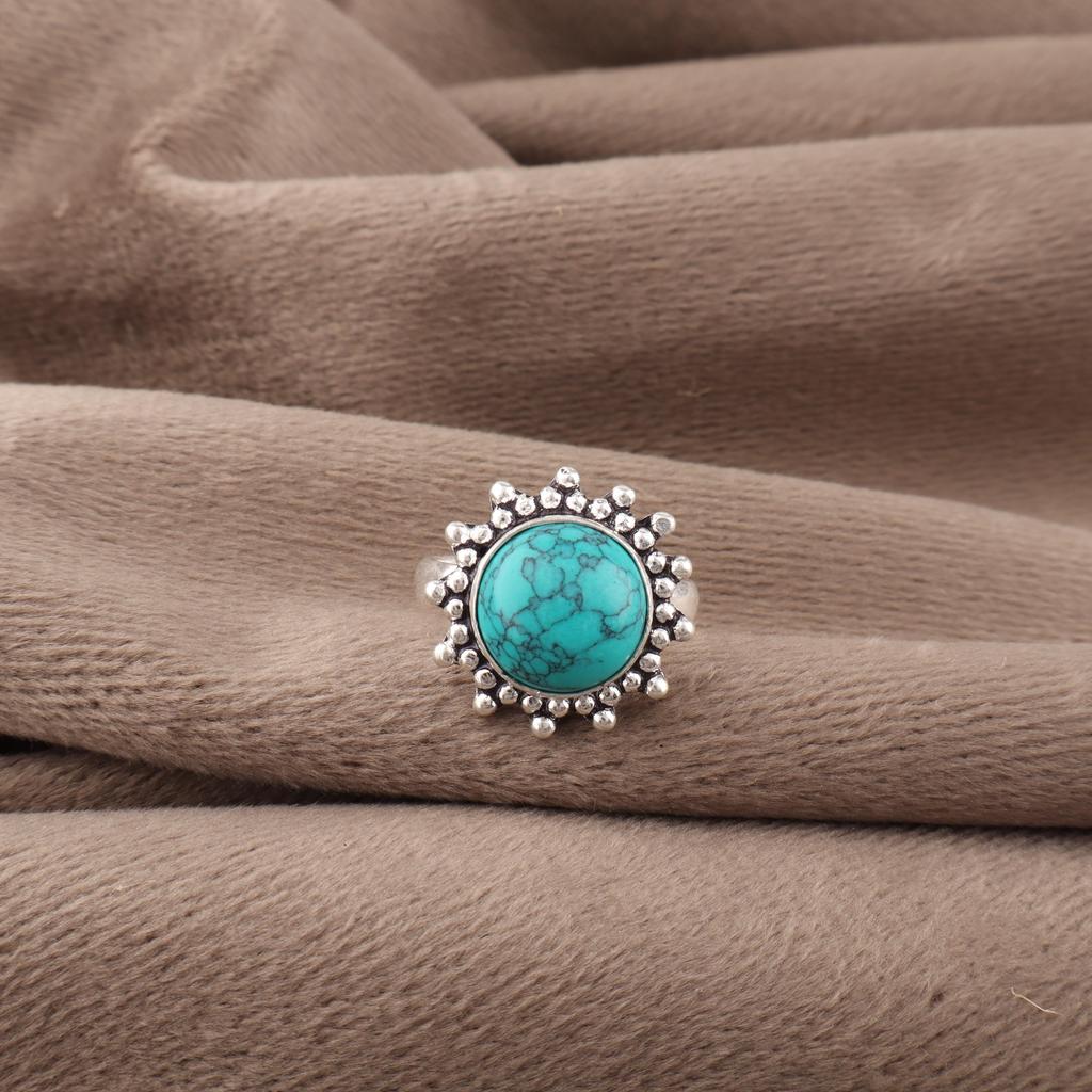 Magnesite Turquoise Gemstone Jewelry, 925 Solid Sterling Silver Ring, Handmade Silver Ring For Wedding Gift