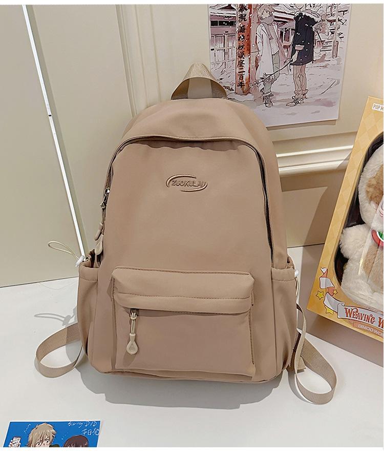 School bag 2025 new solid color ins wind backpack Korean version versatile high-value backpack simple large-capacity student school bag