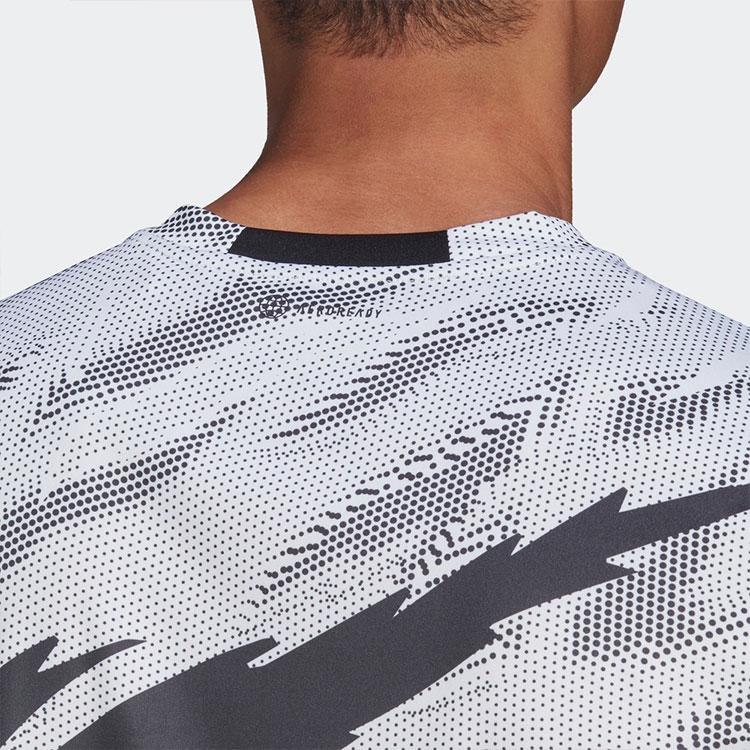 Adidas Tréninkové sportovní potištěné tričko s kulatým výstřihem a krátkým rukávem Pánské topy Bílá HB9174