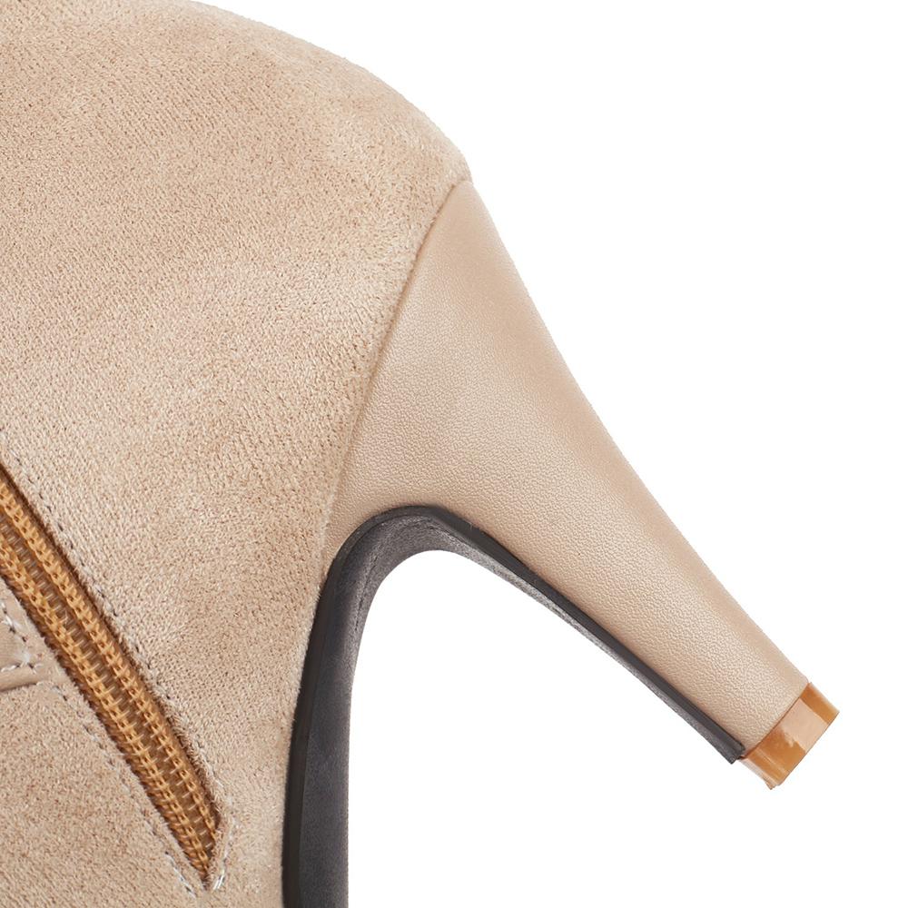 Spring Apricot Black Women Ankle Boots Pointed Toe High Spike Heel Small Big Size 33 47