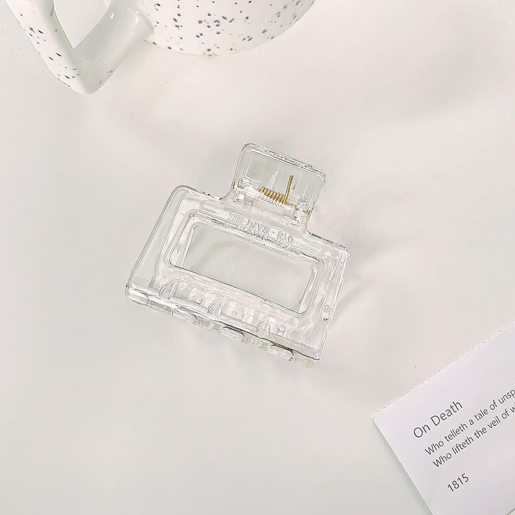 Korean Style Semi-Circular Transparent Hair Clip for Women's Updos - High-End Hollow Shark Clip