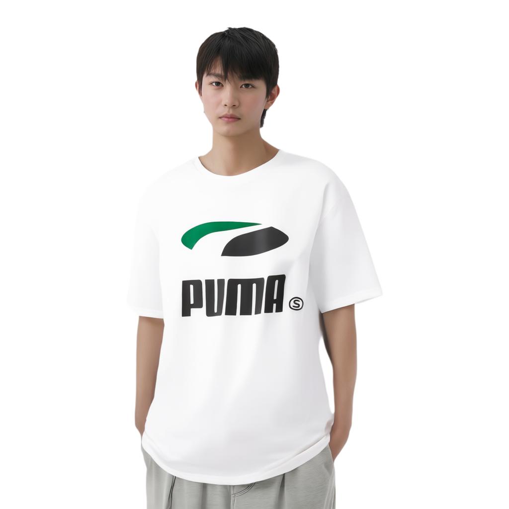 Puma Ss25 s Ss Gf Round Neck Casual Fashion Versatile Short Sleeve T-Shirt Unisex T-Shirt White 631252-02
