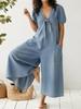 New European and American new spring and summer women's casual loose short-sleeved V-neck jumpsuit
