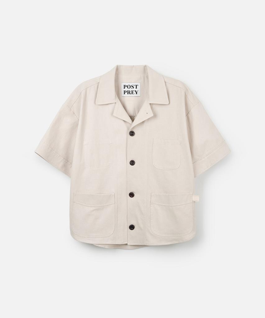 Poseuteupeulei (Men'S) French Work Short Sleeve Shirt_Ivory