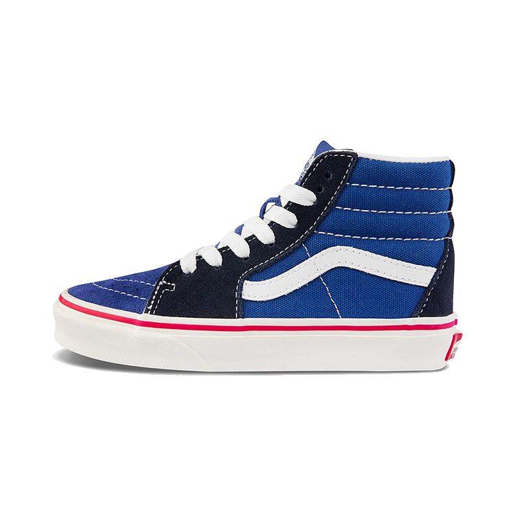 Vans SK8 Slip Resistant Abrasion Resistant High top Kids' Skateboarding Shoes Blue Black Children Aged 3 7 Years Old VN0A4BUW2ND