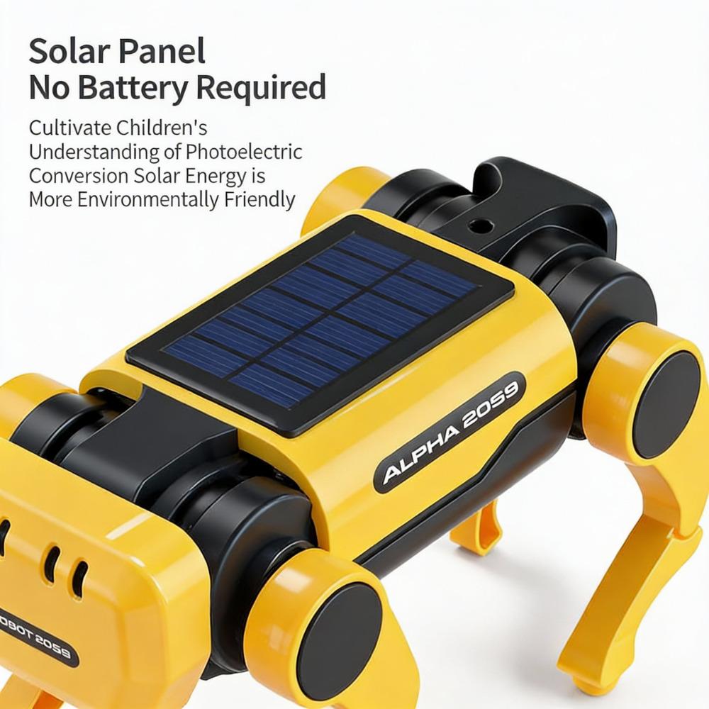 Solar Electric Mechanical Dog STEM DIY Educational Robot Toy Dual Power Mode