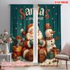 2pcs,2D Plane Printing Light Filtering Curtains Santa Claus and the Snowman Polyester Fabric (without Rod) All Seasons Perfect