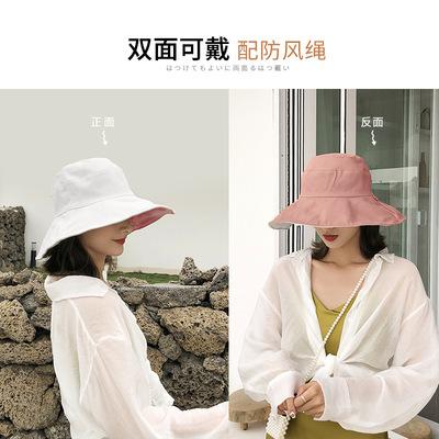 New Summer Double-sided Color Matching Big Eaves Bucket Hat Sunshade Foldable Face Small Hat Big S