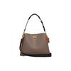 Willow 32 Color Block Turnlock Closure Central Zipper Compartment Leather Tote Crossbody Shoulder Bag Large Women Bags Brown Black C2590-B4CBD
