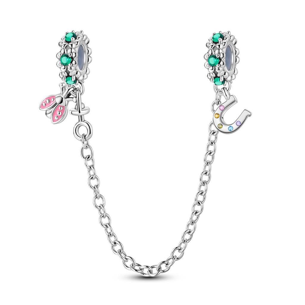 Copper Sun And Moon Series Safety Chain Charm Beads Fit Original Bracelet Diy Women Jewelry Gifts