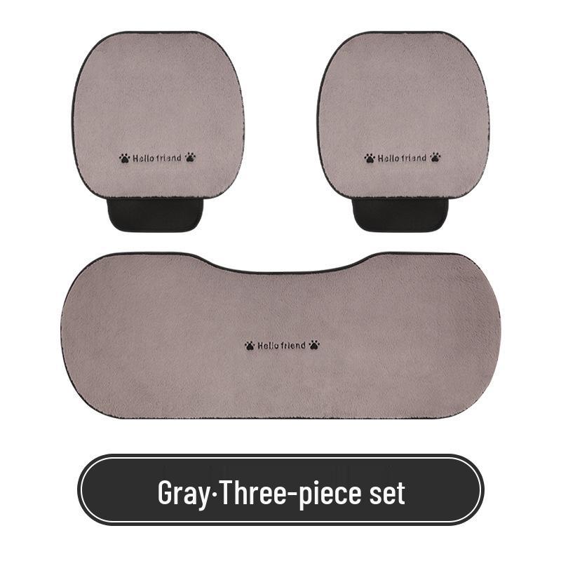 Universal Shy Cat Plush Winter Car Seat Cushion - Non-Shedding, Cartoon Design for Five Seats