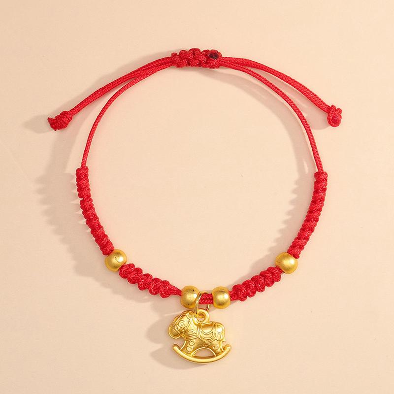 Chinese Style 2026 Horse Year Zodiac Bracelet For Women Men Lucky Hand-Woven Red Rope Bracelet New Year Jewelry Party Gift