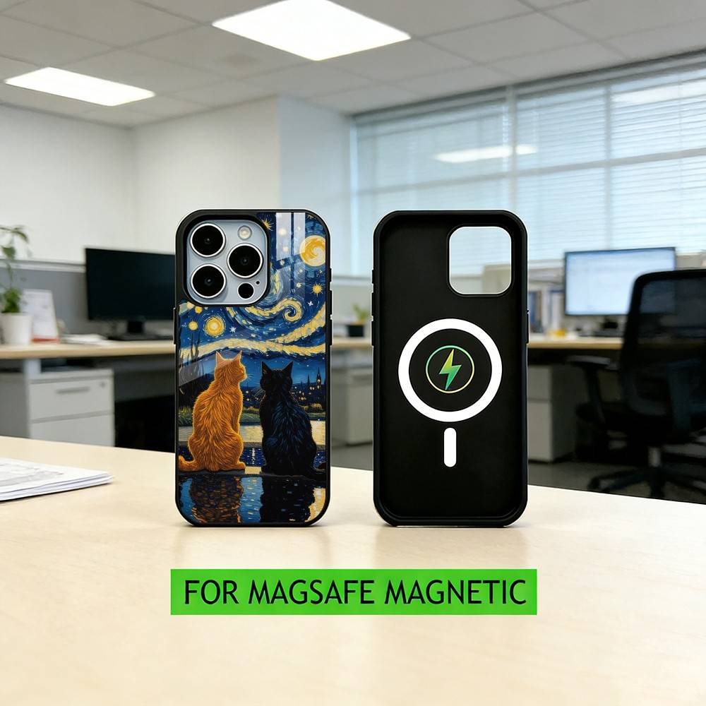 Van Gogh The S-Starry N-Night Phone Case For iPhone17,16,15,14,13,12,11 Plus,Pro Magnetic For Magsafe Wireless Charging