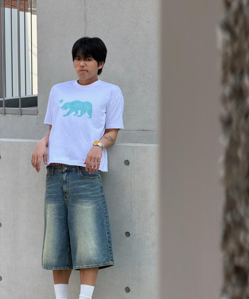 AMOU Cali Bear Half T-Shirts White