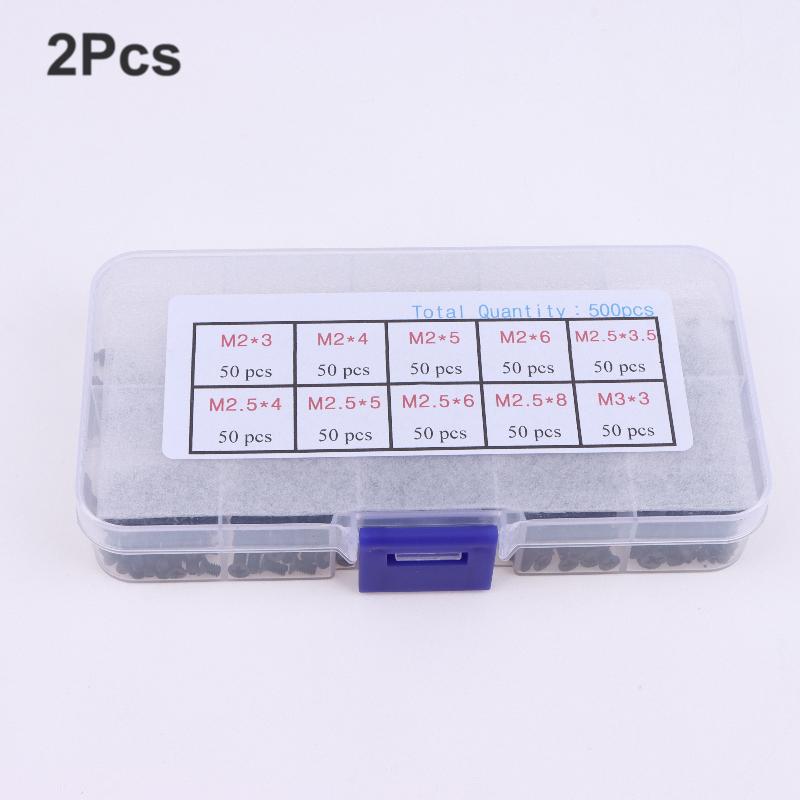 500PCS Silver/Black Boxed Laptop Computer Screws Set Universal Screw M2 M2.3 M3 Phillips Countersunk Screw Set