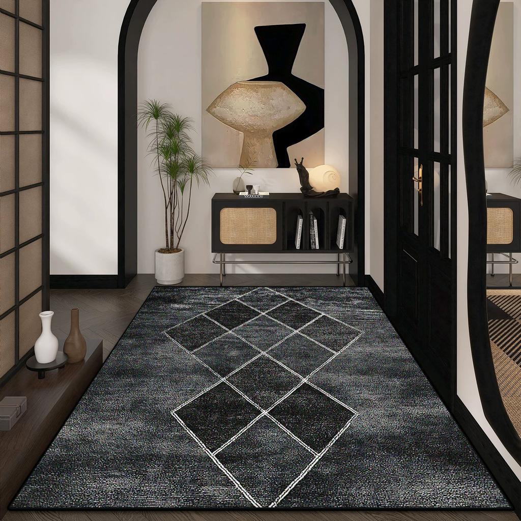 Simple Style Large Living Room Carpet Retro Striped Decoration Home Washable Rug Lounge Office Coffee Tables Flannel Floor Mats