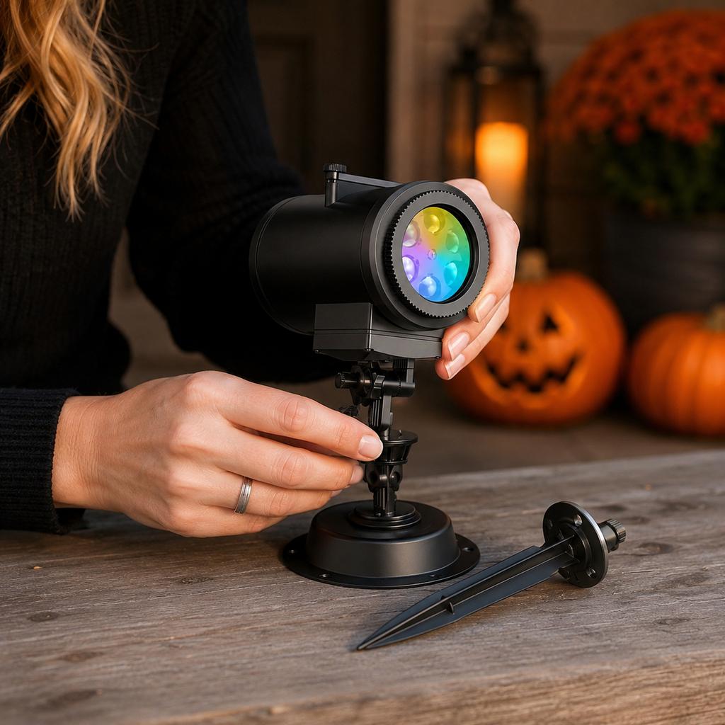 Outdoor LED Work Light with Remote Control, 4 Color Modes, 10W Single Floodlight for and - US Plug