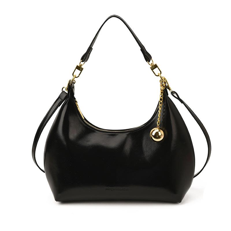 French Style Retro Burgundy One Shoulder Bag Women's Classic PU Leather Texture Crossody Bag Fashi Versatile Commuter Handbags