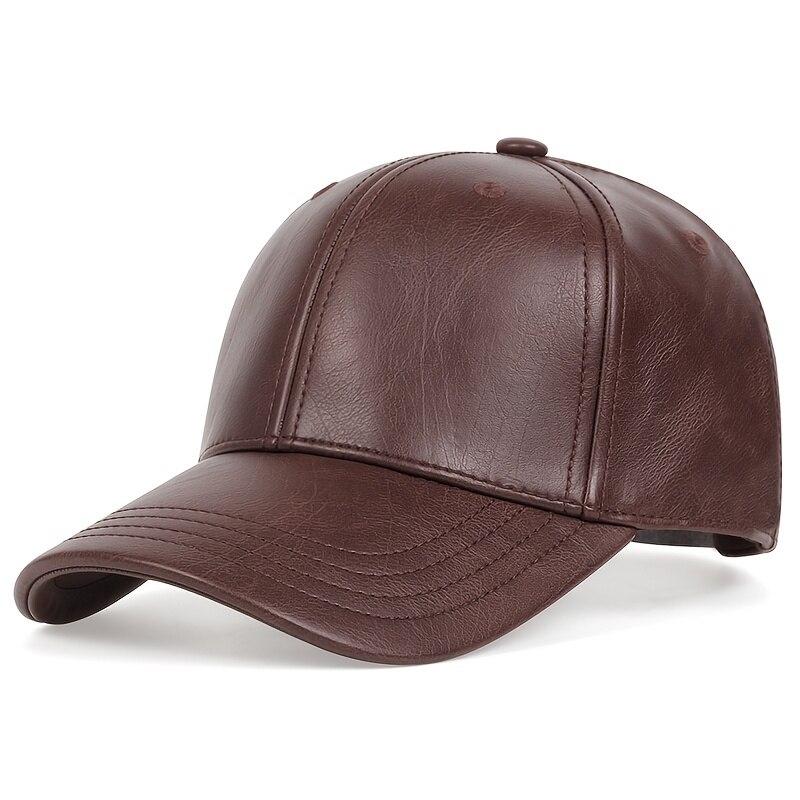 Casquettes de Baseball en Cuir PU Printemps et Automne Chapeaux Décontractés Réglables d'Extérieur Chapeau Anti-Soleil