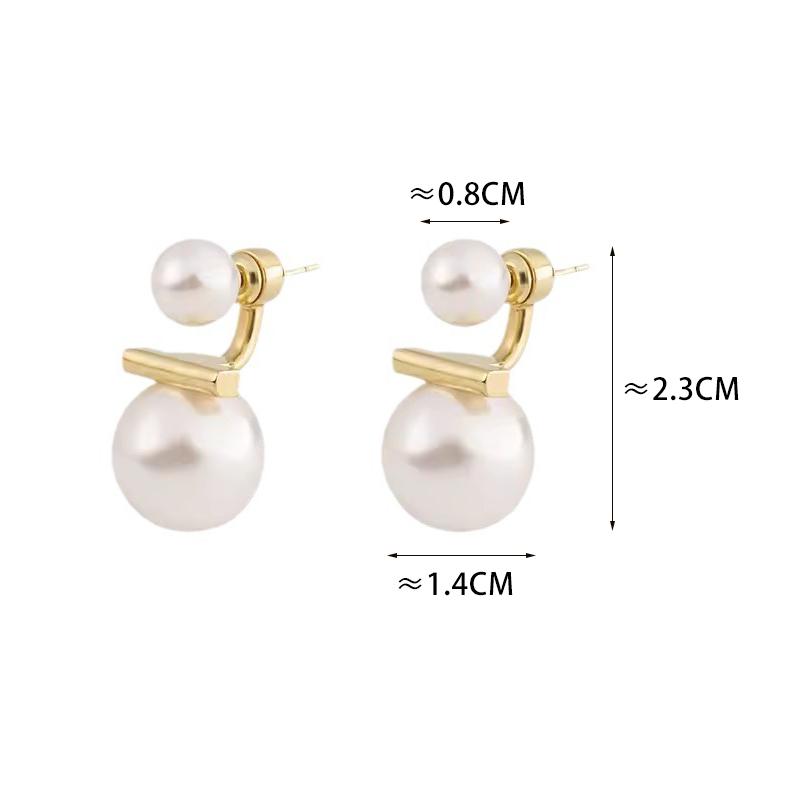PONYKISS Sterling Silver Needle Round Pearl Stud Earrings for Women Minimalist Trendy Fashion Detachable Accessories