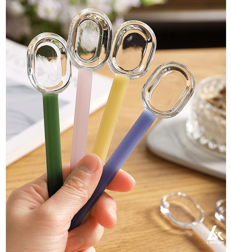 Cute Colorful Glass Long Spoon With Lily Flower High borosilicate heat-resistant glass lily flower mixing spoon