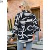DX2018-8127 # - New Top Casual Print Bubble Shoulder Lantern Long Sleeve Shirt Women