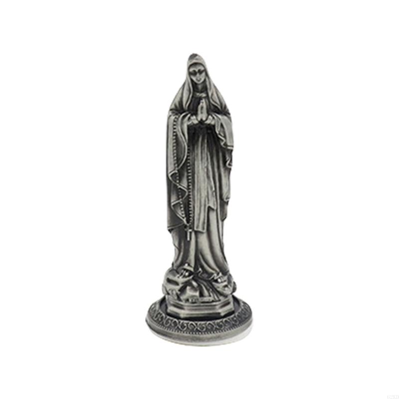 62KD Metal Maria Figurine Vintage Antique Christian Religious Figure Statue Ornament