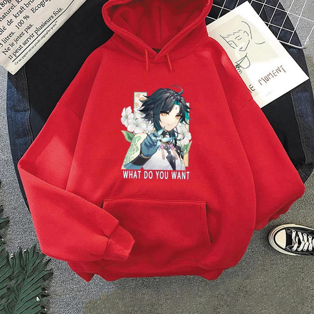 Hot Game Anime Hoodie Handsome Xiao Print Genshin Impact Punk Clothes Women Oversized Sweatshirt Men