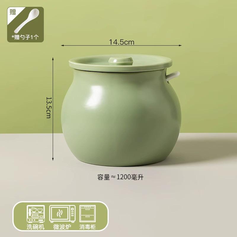 Ceramic Lard Jar with Spoon Multi Purpose Kitchen Spice Storage Container for Home Use