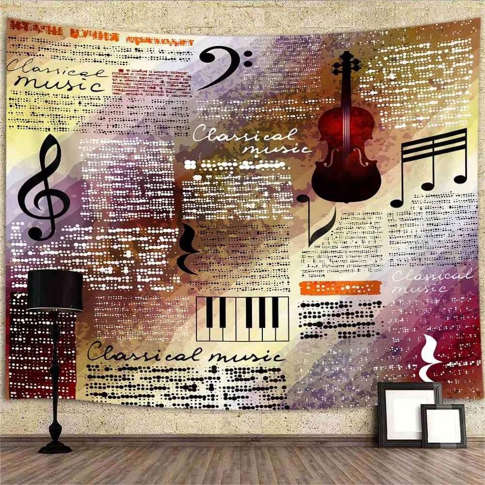 Tapestry abstract musical notation 75x100 чёрный
