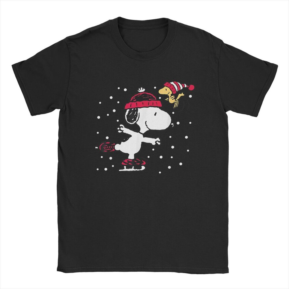 Peanuts Merry Chrismas Snoopy Woodstock TShirt Hipster Men Women Crew Neck Cotton T Shirt Short Sleeve Tees Gift Merchandise