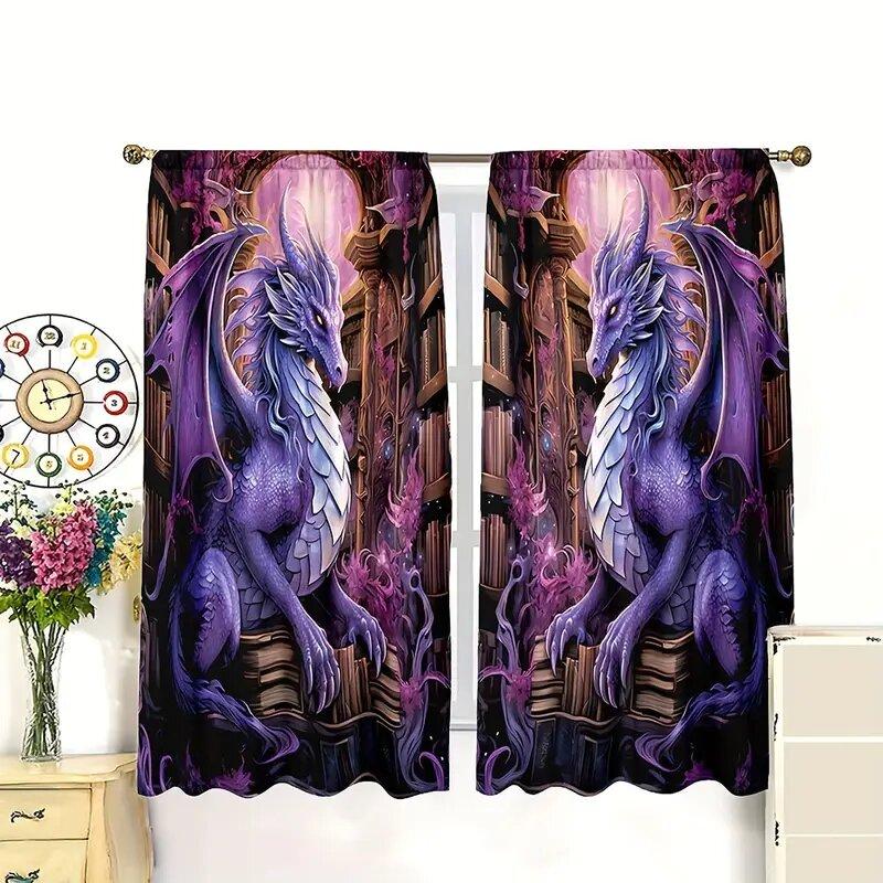 New Year purple noble dragon pattern printed curtains   bedroom and living room   home decoration   room decoration