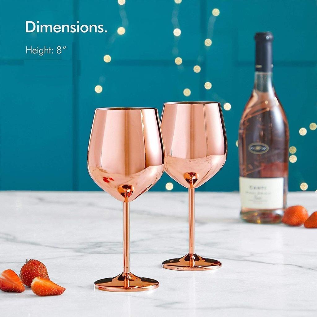 Glasses, Shatter Proof Copper Coated Unbreakable Wine Glass Goblets,Premium Gift for Men and Women, Party Supplies - 350 Ml Set of 2 Pcs