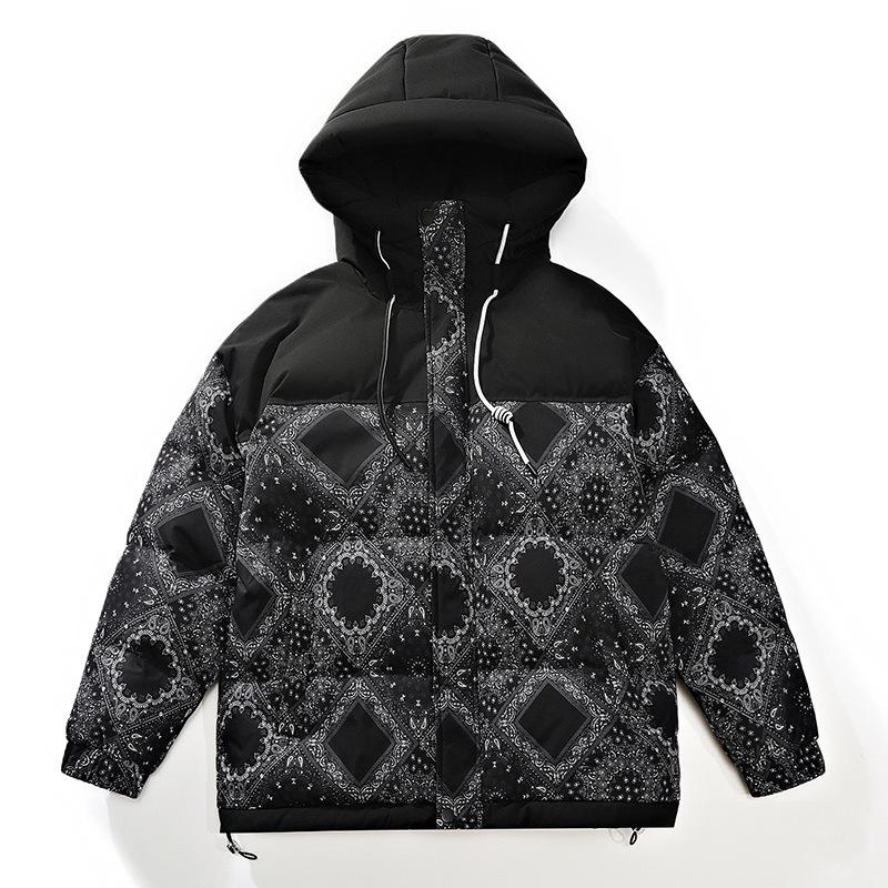 

Пуховик мужской зимний новый модный бренд из Гонконга утолщенный белый утиный пух с буквенным принтом повседневная молодежная куртка для мужчин 3XL