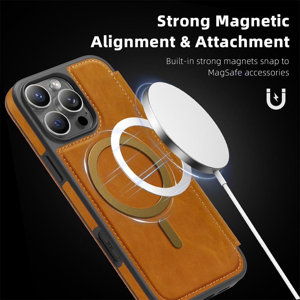 Magnetic Flip Leather Phone Case For iPhone Air 17 16E 15 16 Pro Max 14 13 12 11 Slot Card Wallet Magnet Bag Holder Back Cover