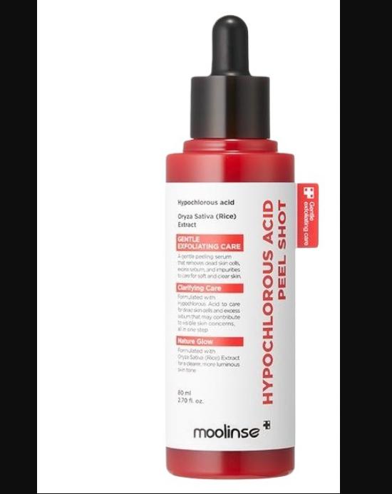 Hypochlorous Acid Rice Peel Shot for Face Body Gentle Exfoliating Serum for Dead Skin Cells Pore Care Blackheads Excess Sebum Control